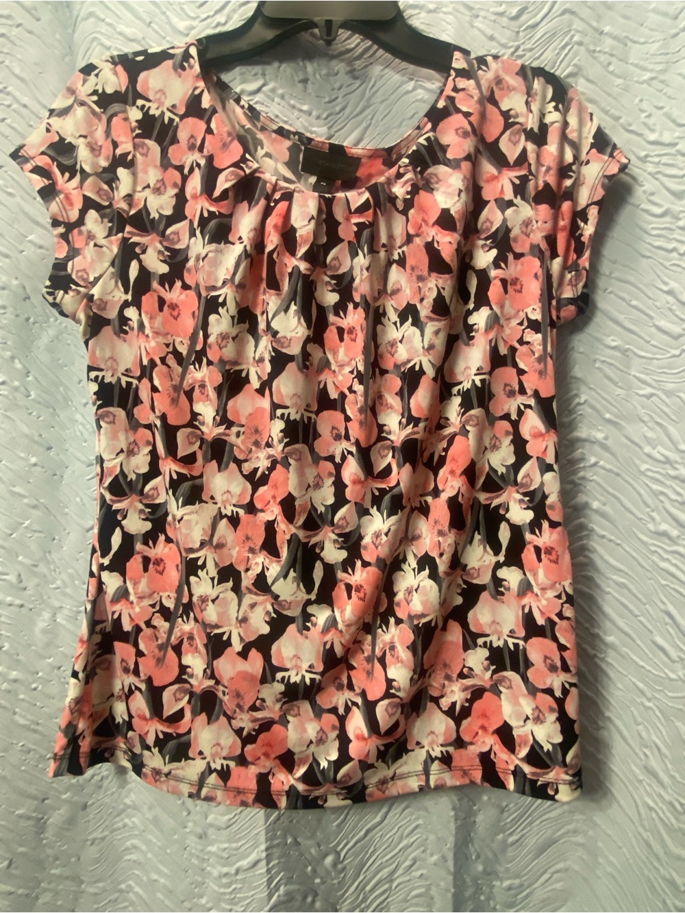 Worthington Pink Floral Short-Sleeve Scoop Neck Top
